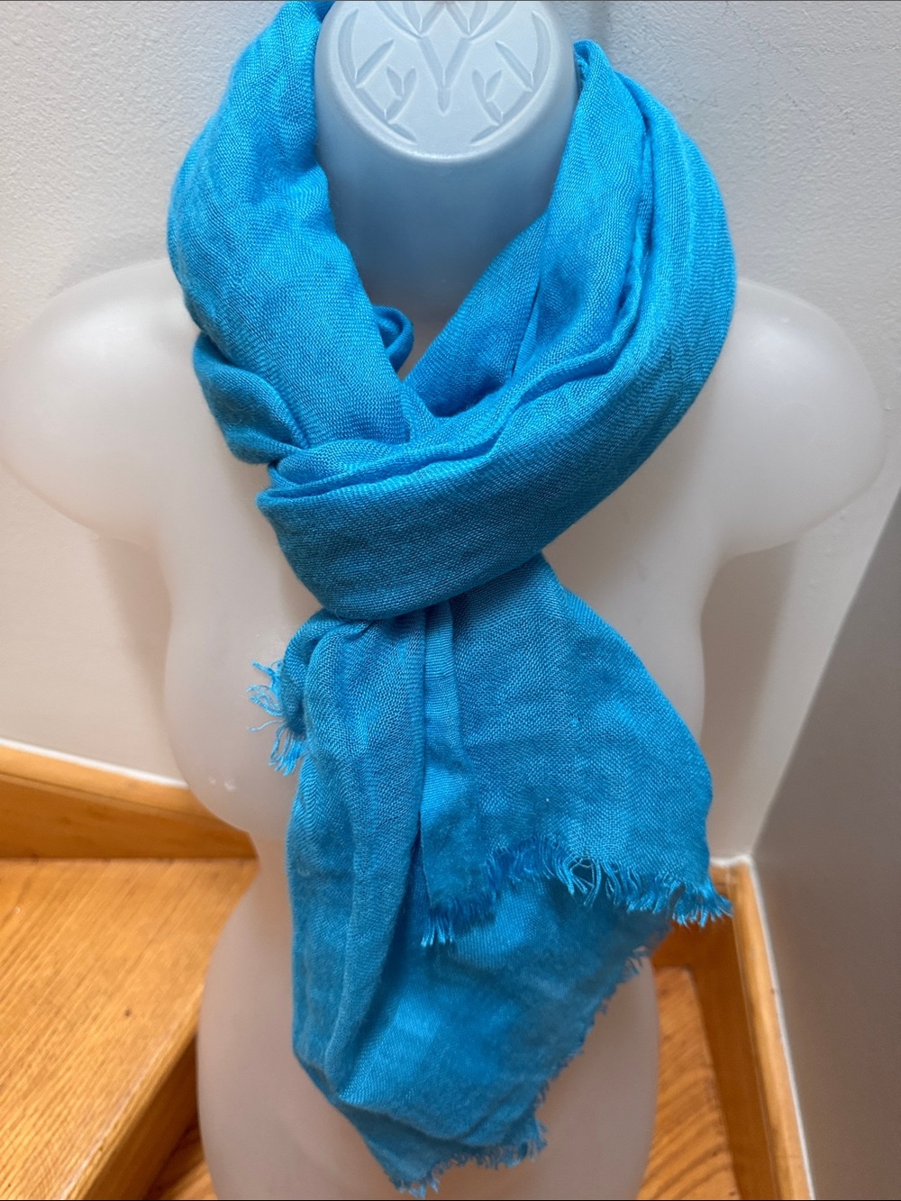 Love Quotes Linen Viscose Oversized Eyelash Fringe Scarf Wrap Sky Blue Sarong